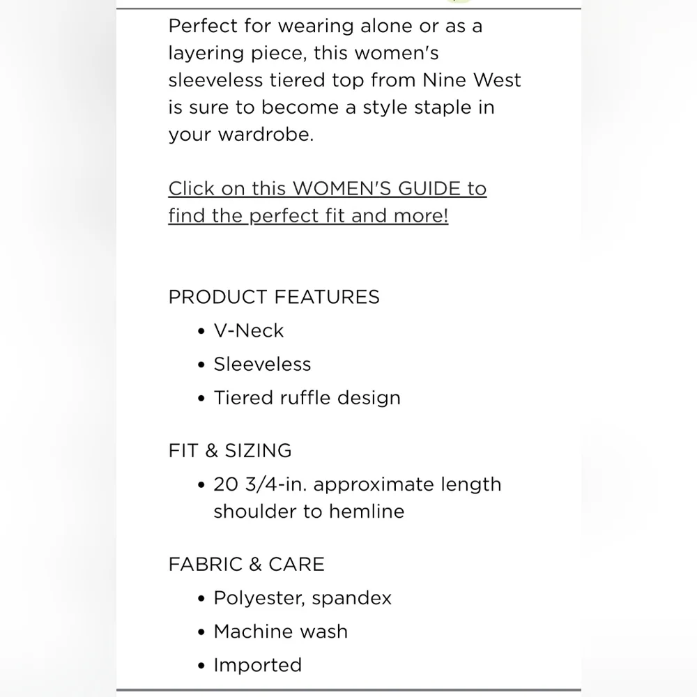 Nine West Ruffle Tank - Picture 4 of 7